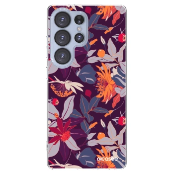 Picasee Samsung Galaxy S25 Ultra 5G Hülle - Transparentes Silikon - Purple Leaf