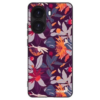 Picasee Xiaomi Poco X7 Pro 5G Hülle - Schwarzes Silikon - Purple Leaf