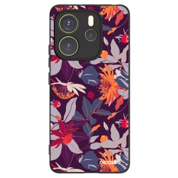 Picasee Xiaomi Redmi Note 14 4G Hülle - Schwarzes Silikon - Purple Leaf