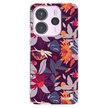 Picasee Xiaomi Redmi Note 14 4G Hülle - Transparentes Silikon - Purple Leaf