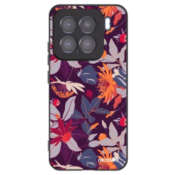 Picasee Xiaomi 15 Hülle - Schwarzes Silikon - Purple Leaf