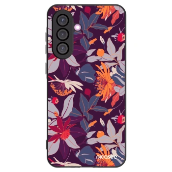 Picasee Samsung Galaxy A56 5G A566B Hülle - Schwarzes Silikon - Purple Leaf