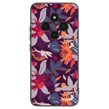 Picasee Xiaomi Poco C75 Hülle - Schwarzes Silikon - Purple Leaf