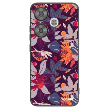 Picasee Xiaomi Poco F6 Hülle - Schwarzes Silikon - Purple Leaf