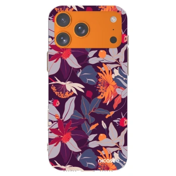 Picasee Apple iPhone 17 Pro Max Hülle - Transparentes Silikon - Purple Leaf