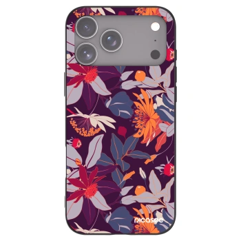 Picasee Apple iPhone 17 Pro Max Hülle - Schwarzes Silikon - Purple Leaf