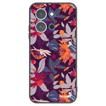 Picasee Xiaomi Redmi 15C 4G Hülle - Schwarzes Silikon - Purple Leaf