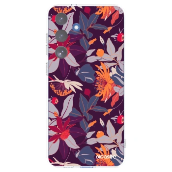 Picasee Samsung Galaxy S25 FE 5G Hülle - Transparentes Silikon - Purple Leaf