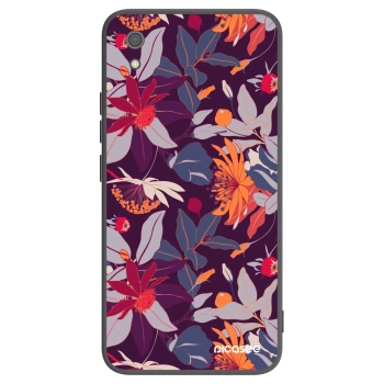 Picasee Xiaomi Redmi 7A Hülle - Schwarzes Silikon - Purple Leaf