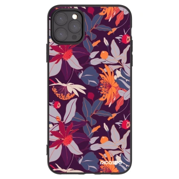 Picasee Apple iPhone 11 Pro Max Hülle - Schwarzes Silikon - Purple Leaf