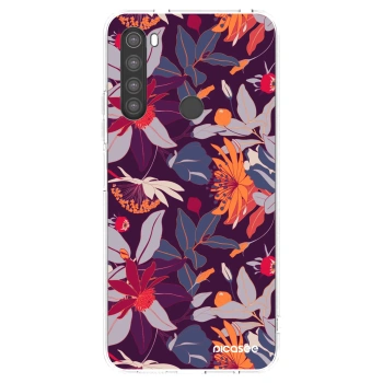 Picasee Xiaomi Redmi Note 8 Hülle - Transparentes Silikon - Purple Leaf