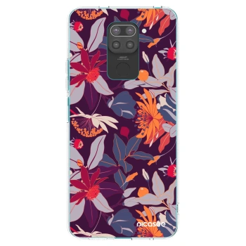 Picasee Xiaomi Redmi Note 9 Hülle - Schwarzes Silikon - Purple Leaf