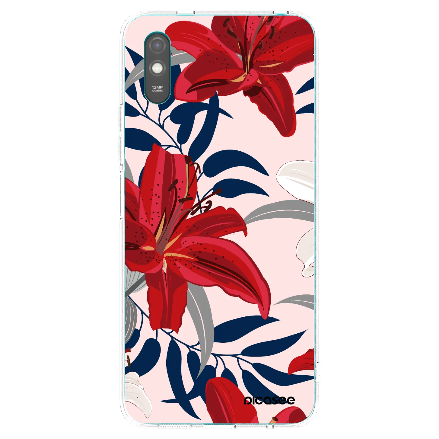 Picasee Xiaomi Redmi 9A Hülle - Transparentes Silikon - Red Lily
