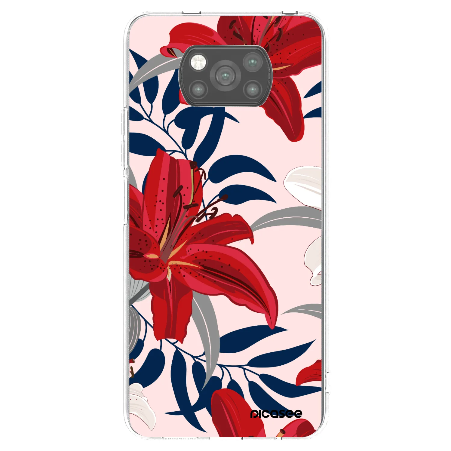 Picasee Xiaomi Poco X3 Hülle - Schwarzes Silikon - Red Lily