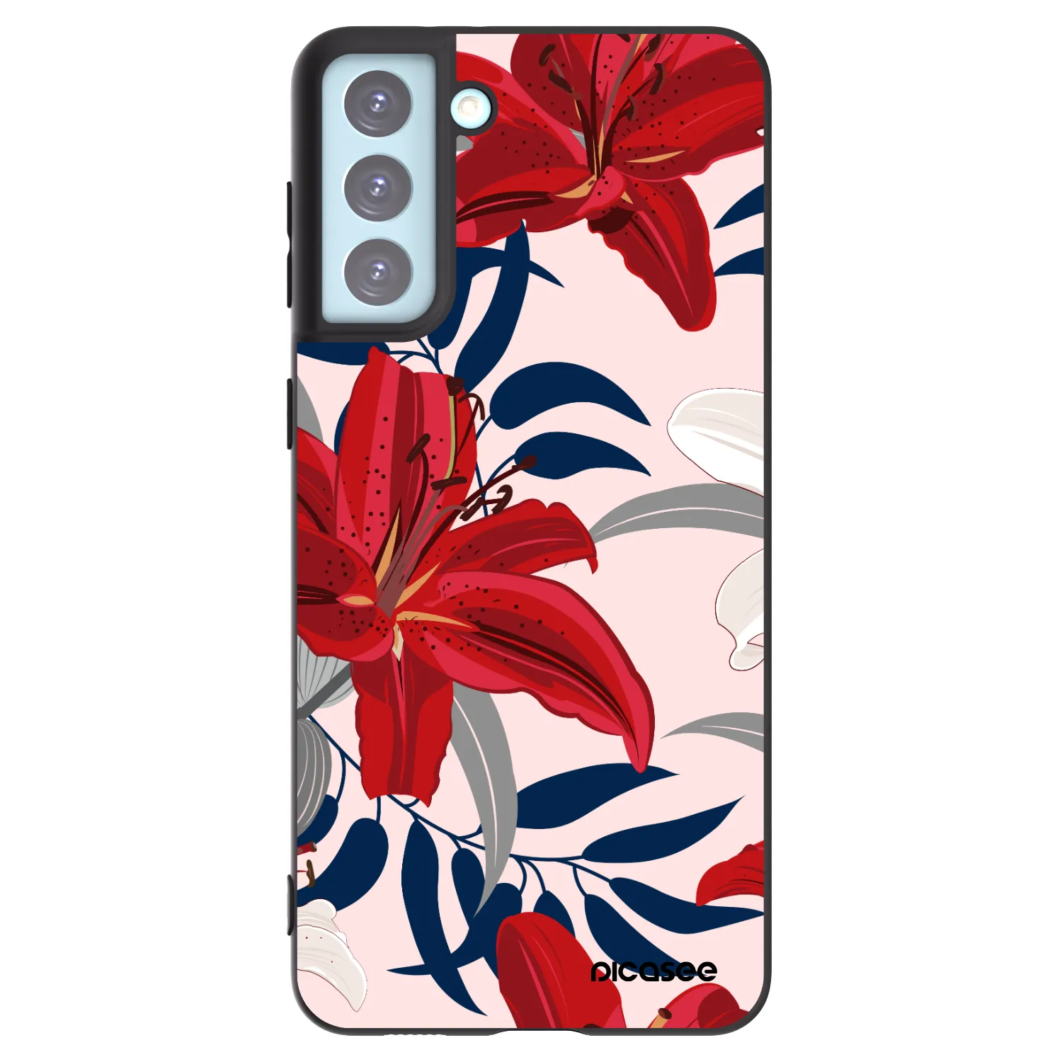 Picasee Samsung Galaxy S21+ 5G G996F Hülle - Schwarzes Silikon - Red Lily