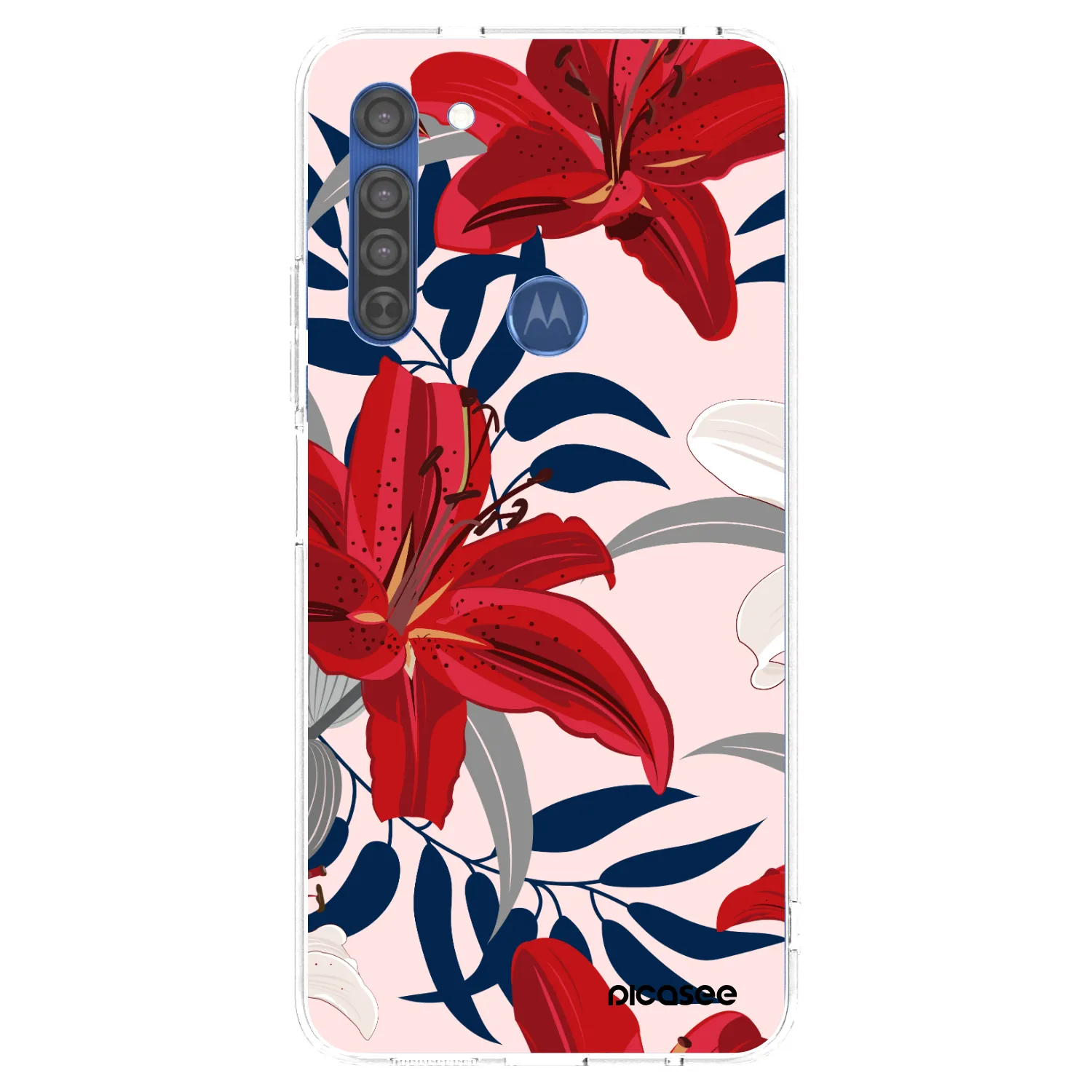 Picasee Motorola Moto G8 Hülle - Transparentes Silikon - Red Lily