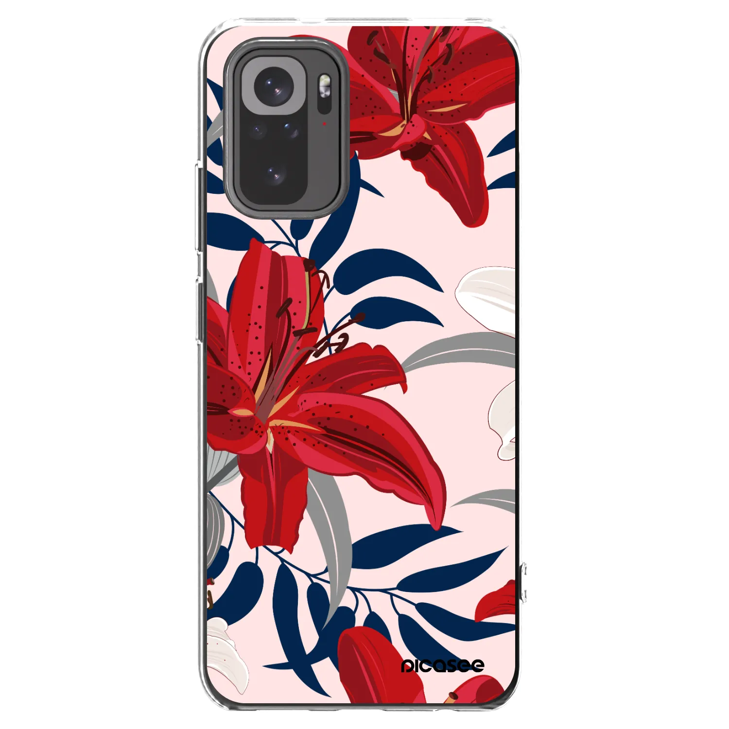 Picasee Xiaomi Redmi Note 10 Hülle - Transparentes Silikon - Red Lily