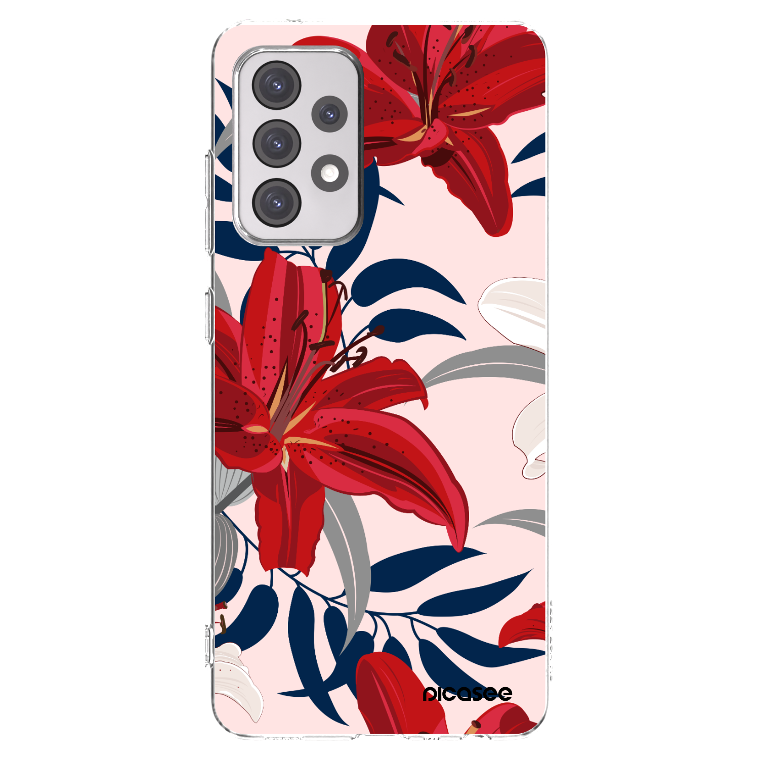 Picasee Samsung Galaxy A52 5G A525F Hülle - Transparentes Silikon - Red Lily
