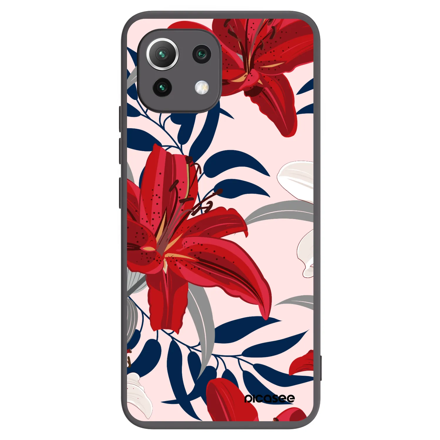Picasee Xiaomi Mi 11 Lite Hülle - Schwarzes Silikon - Red Lily