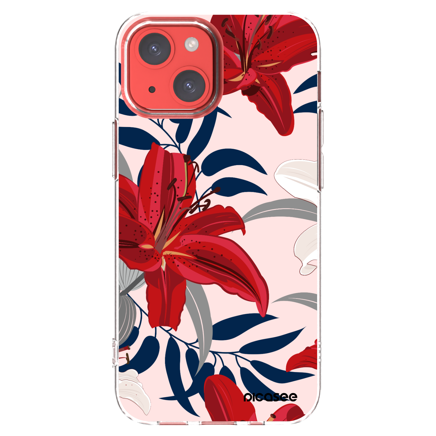 Picasee Apple iPhone 13 mini Hülle - Transparentes Silikon - Red Lily