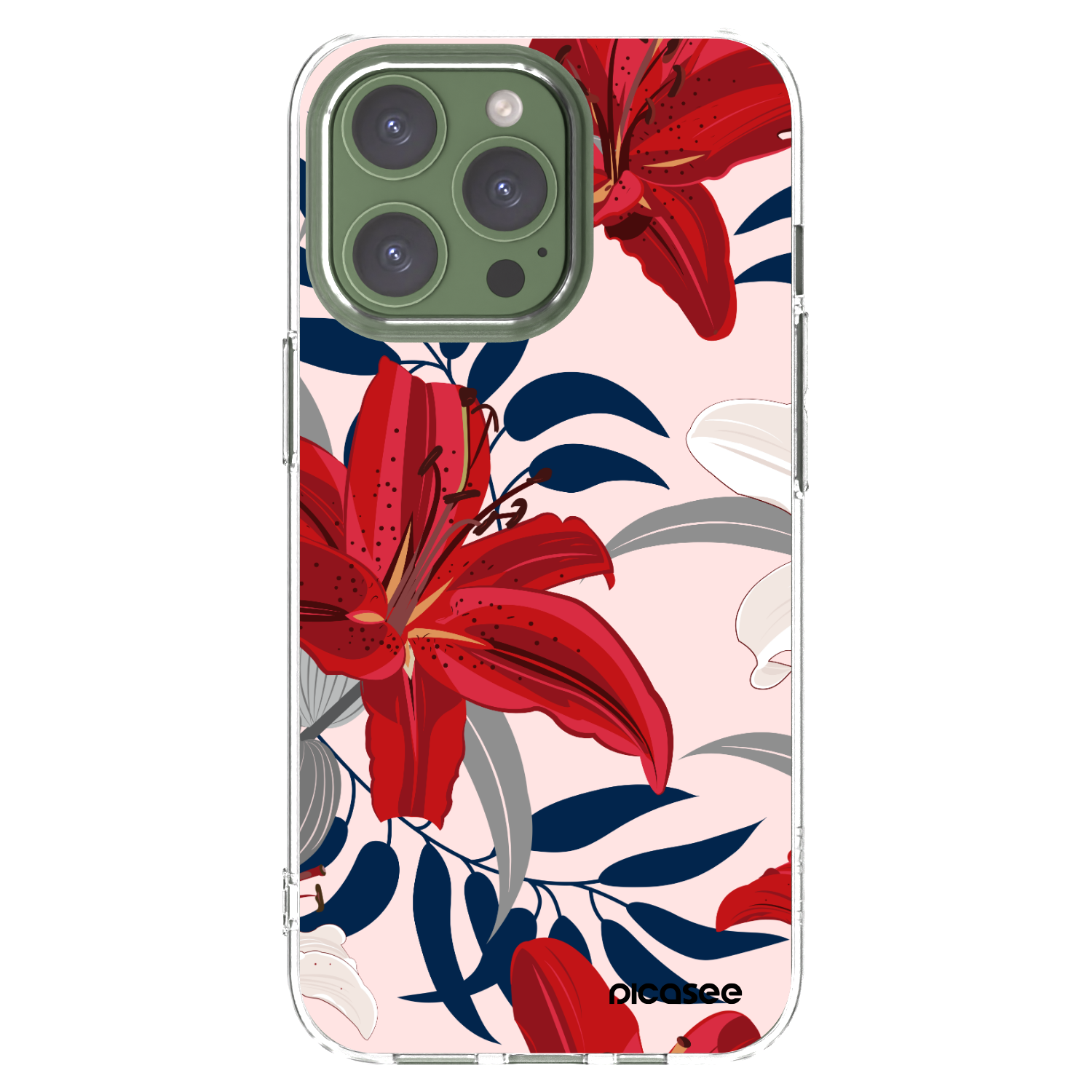 Picasee Apple iPhone 13 Pro Hülle - Transparentes Silikon - Red Lily