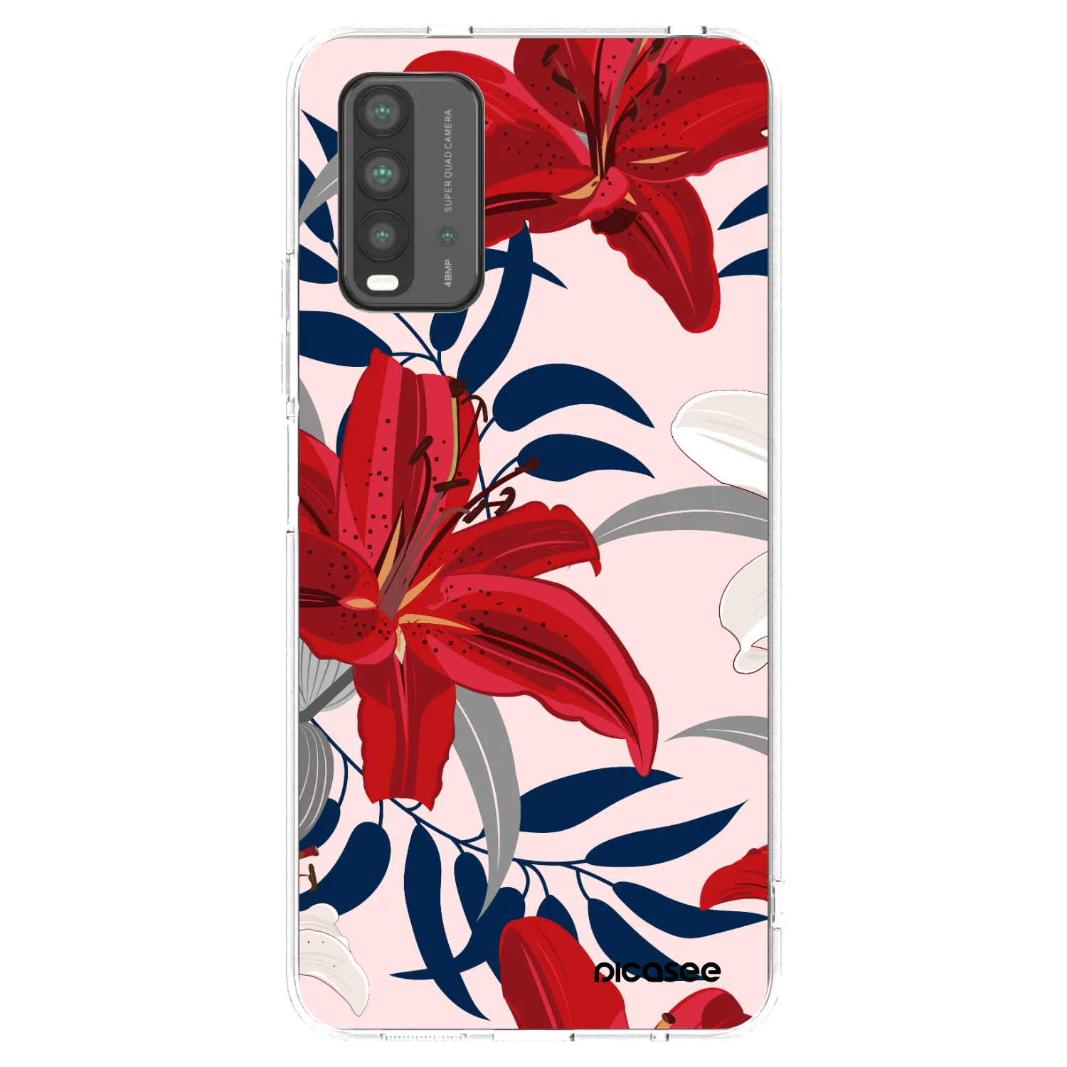Picasee Xiaomi Redmi 9T Hülle - Schwarzes Silikon - Red Lily