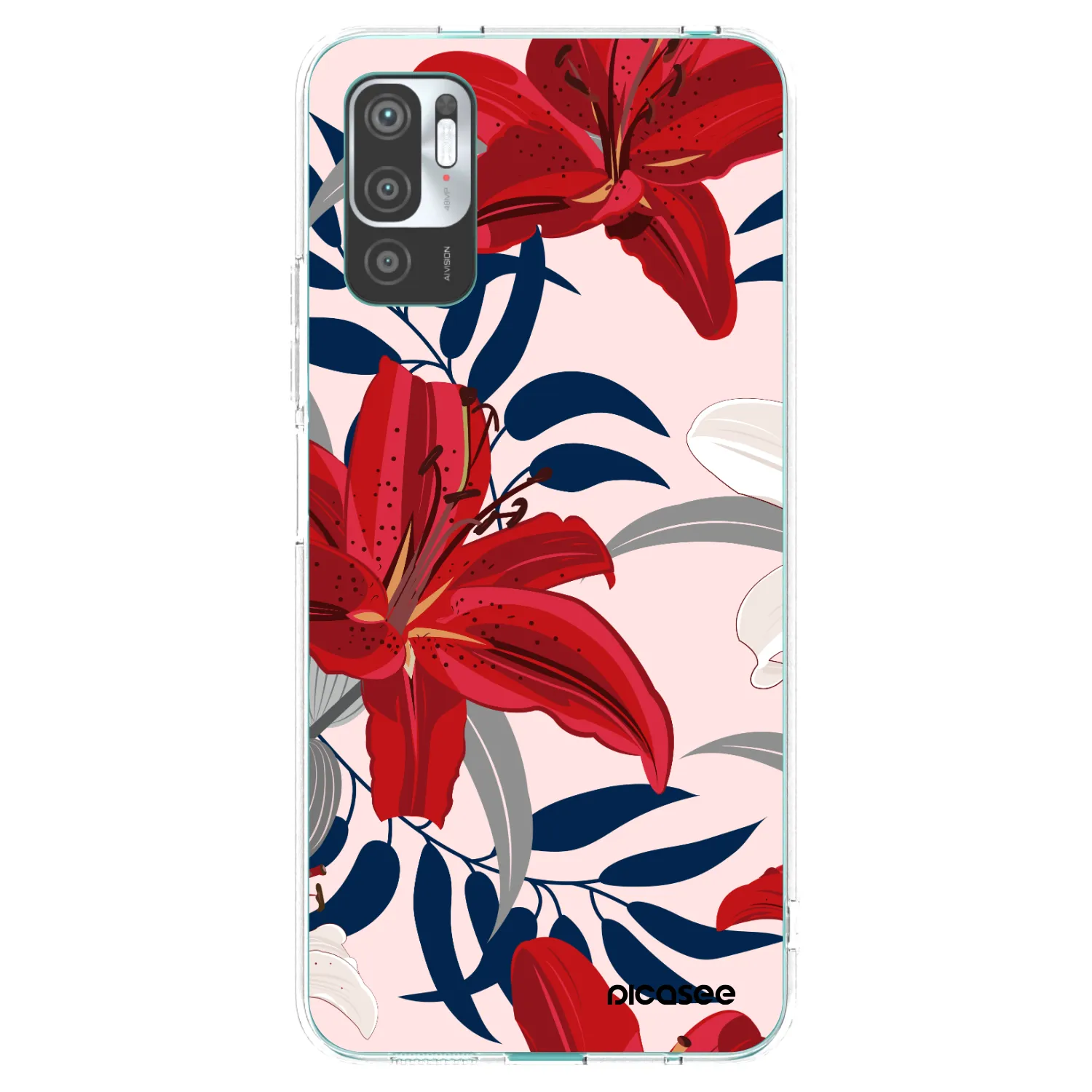 Picasee Xiaomi Redmi Note 10 5G Hülle - Transparentes Silikon - Red Lily