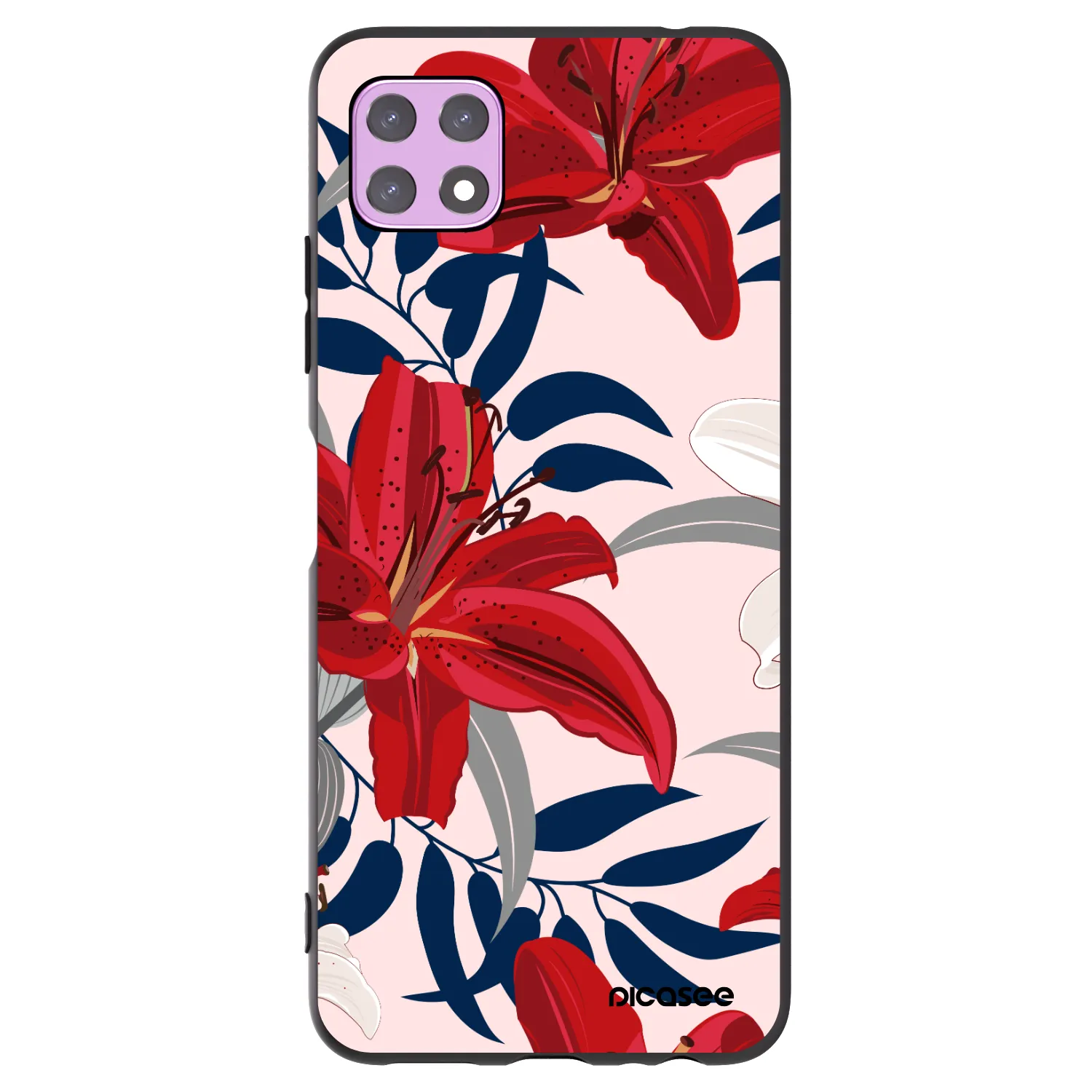 Picasee Samsung Galaxy A22 A226B 5G Hülle - Schwarzes Silikon - Red Lily