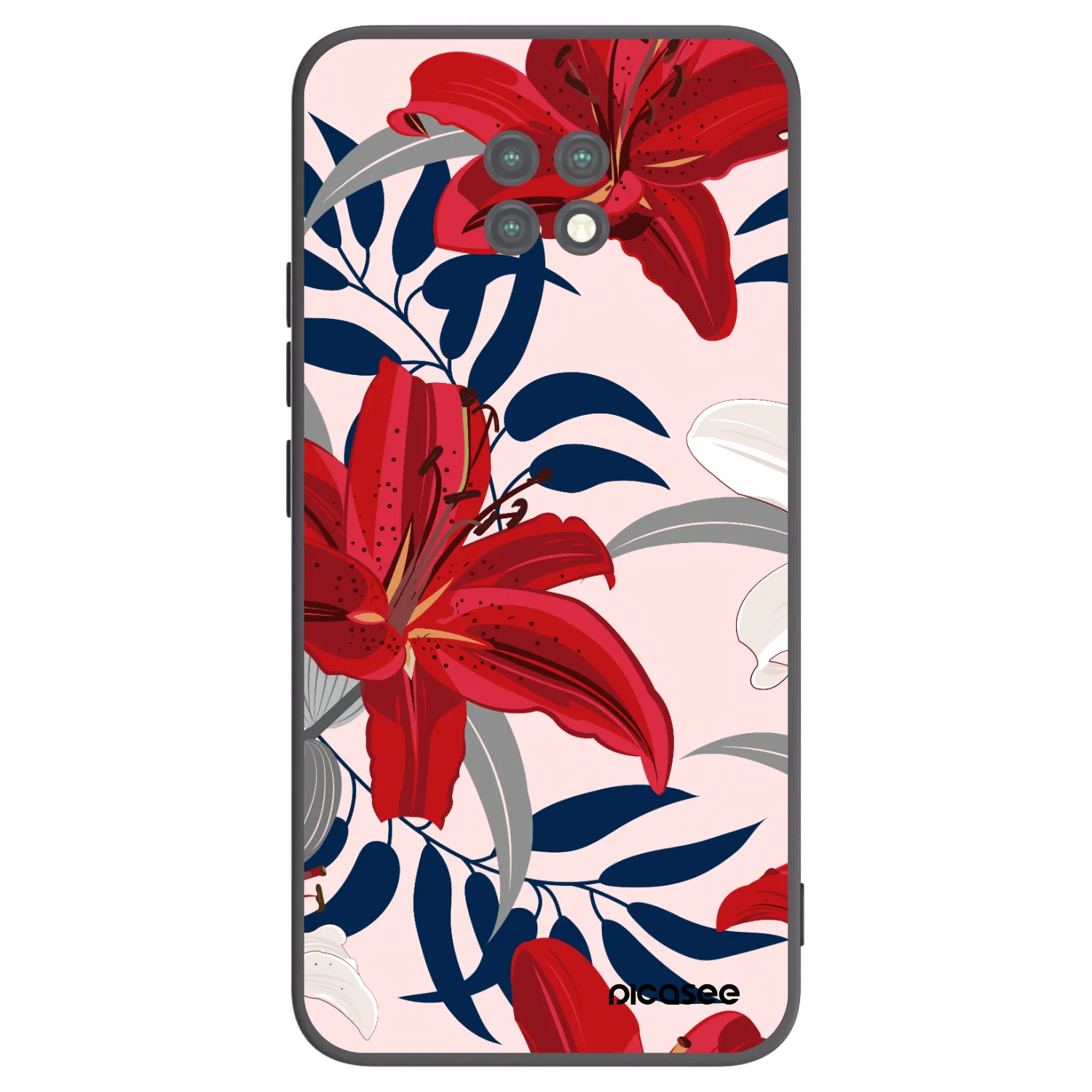 Picasee Xiaomi Redmi Note 9T Hülle - Schwarzes Silikon - Red Lily
