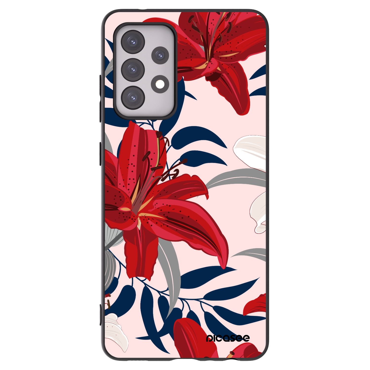 Picasee Samsung Galaxy A52s 5G A528B Hülle - Schwarzes Silikon - Red Lily
