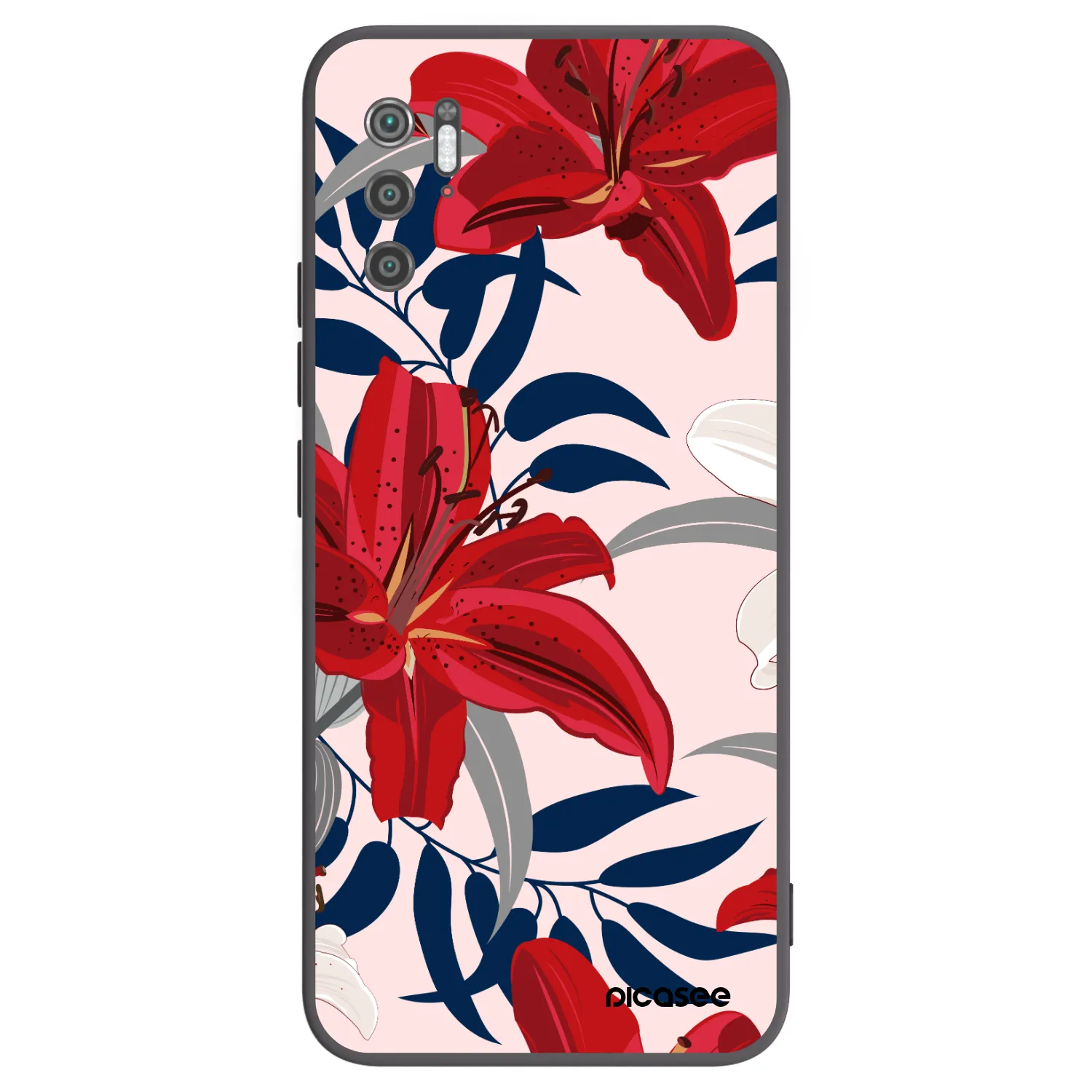 Picasee Xiaomi Poco M3 Pro 5G Hülle - Schwarzes Silikon - Red Lily
