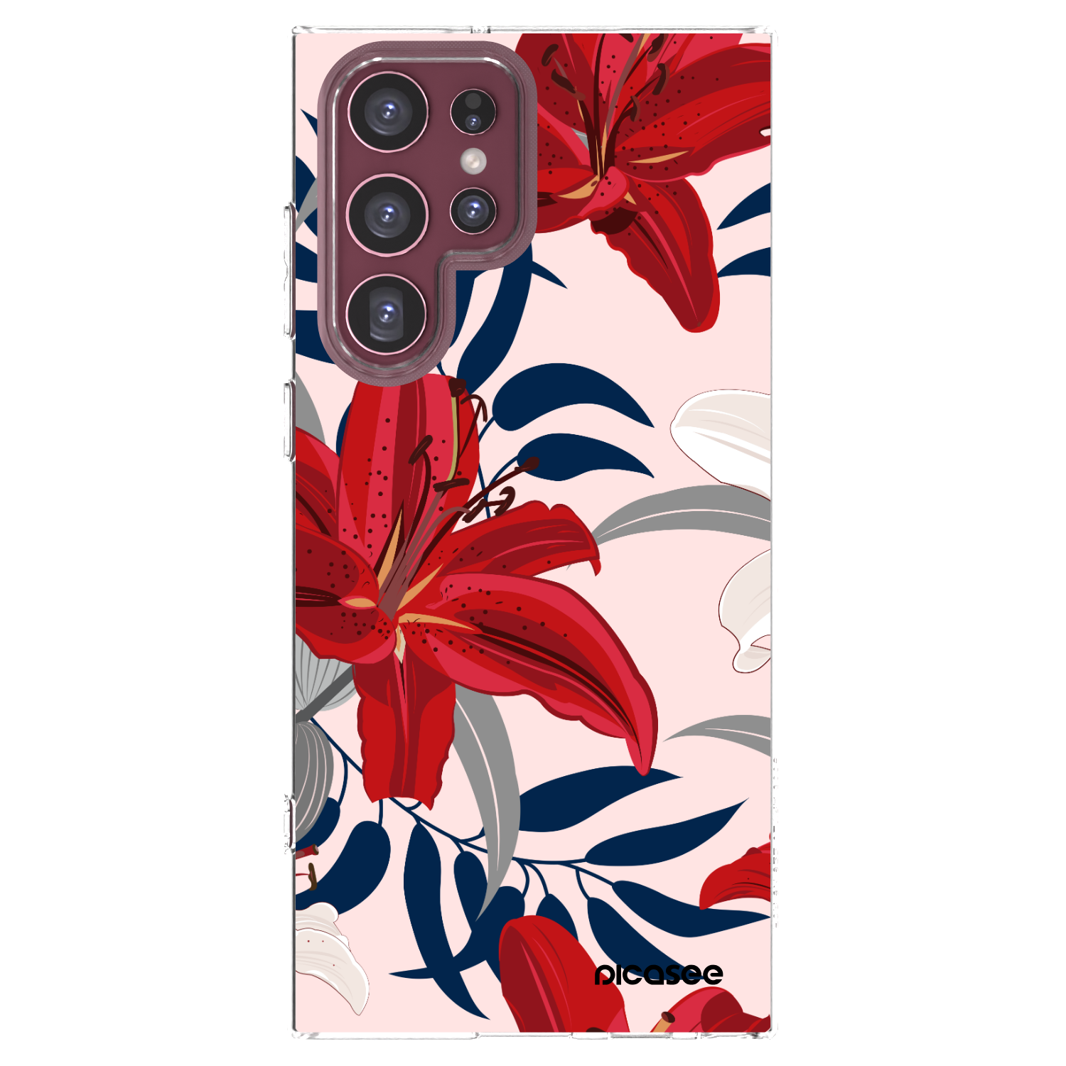 Picasee Samsung Galaxy S22 Ultra 5G Hülle - Transparentes Silikon - Red Lily