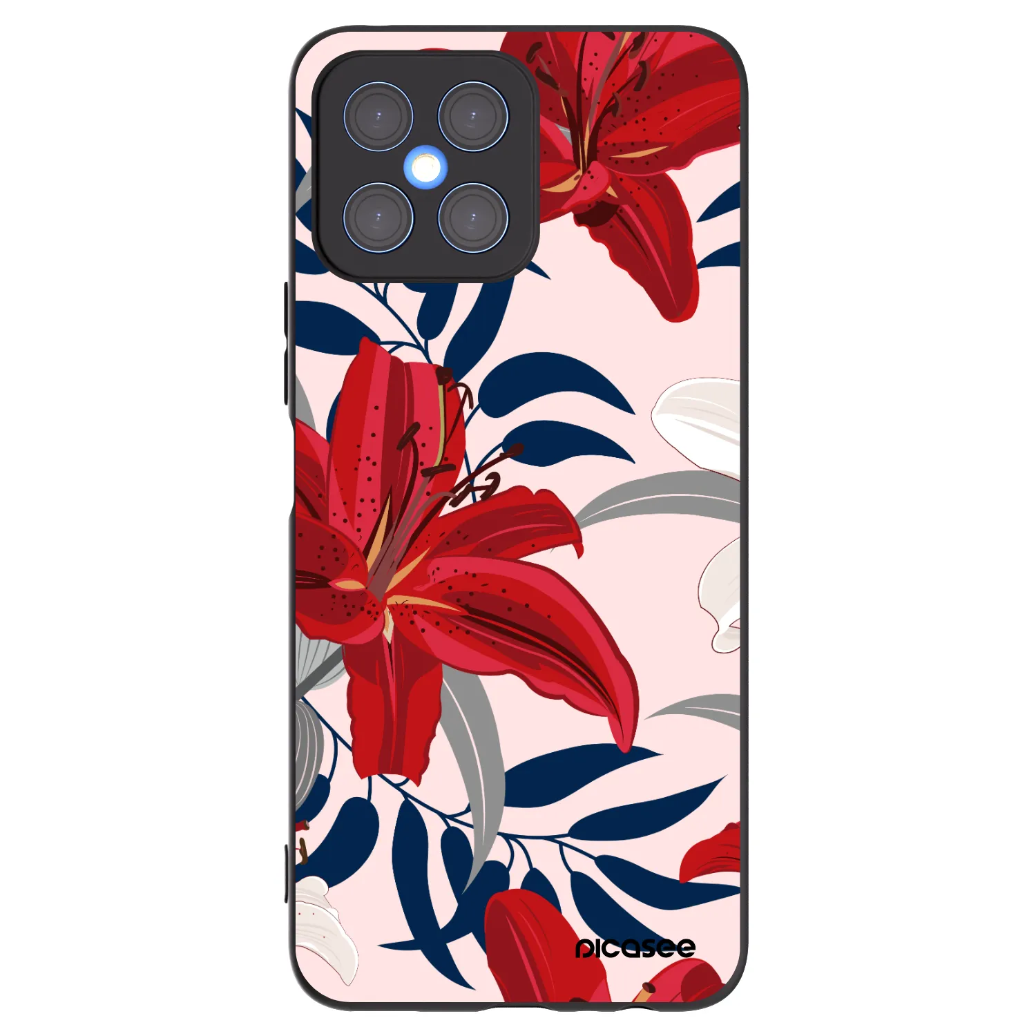 Picasee Honor X8 4G Hülle - Schwarzes Silikon - Red Lily