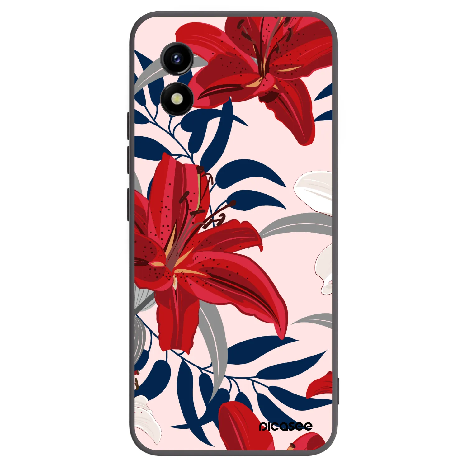 Picasee Vivo Y01 Hülle - Schwarzes Silikon - Red Lily