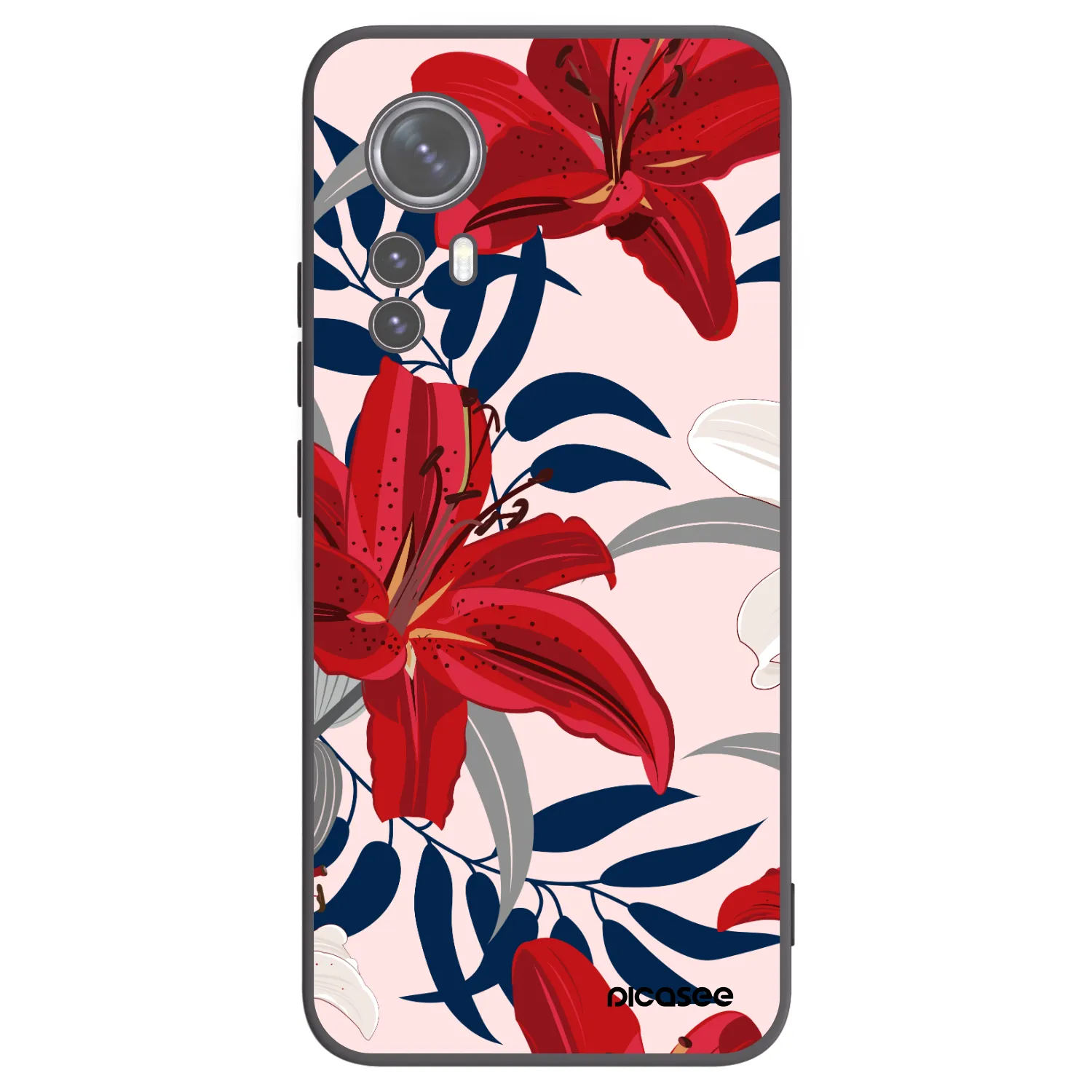 Picasee Xiaomi 12X Hülle - Schwarzes Silikon - Red Lily