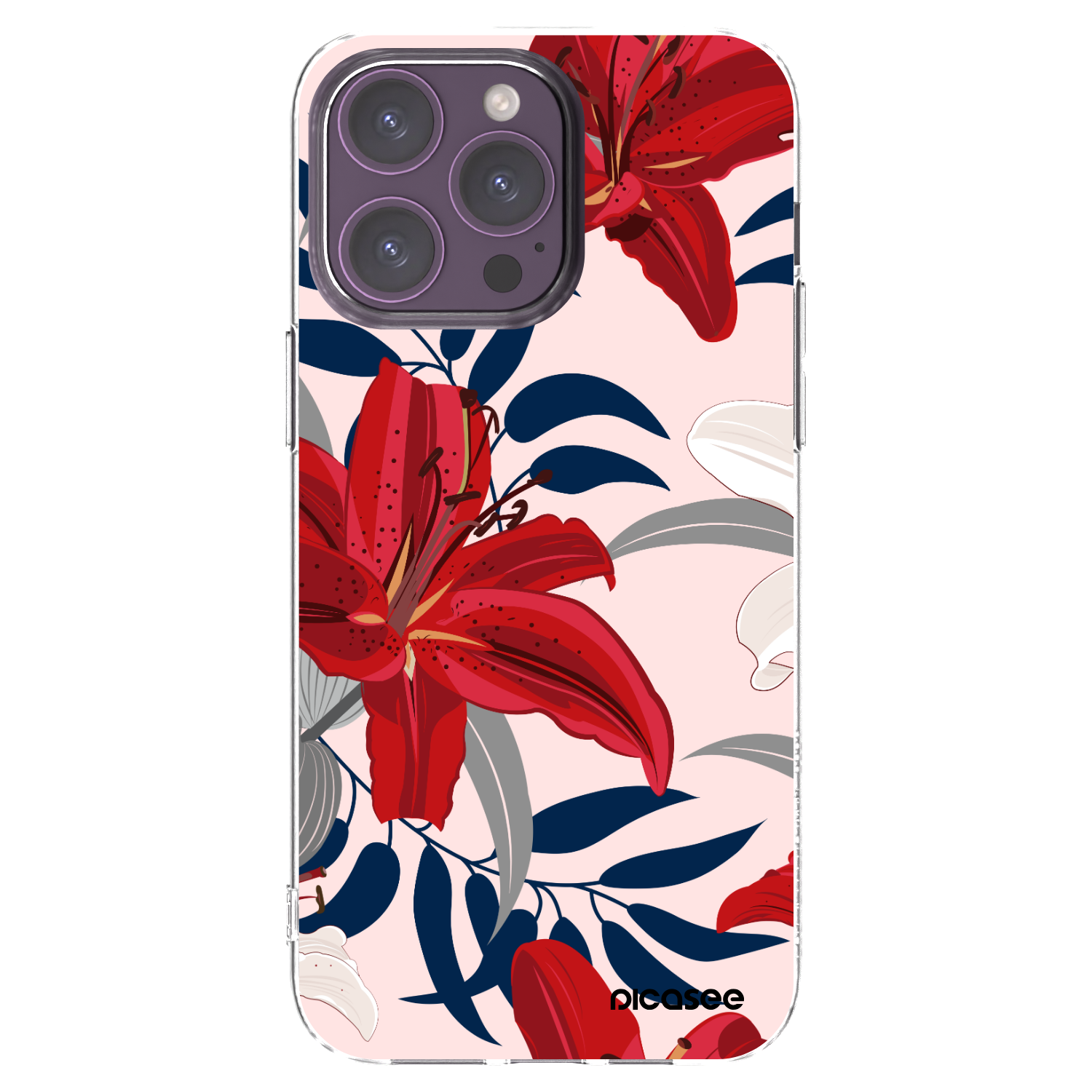 Picasee Apple iPhone 14 Pro Max Hülle - Transparentes Silikon - Red Lily