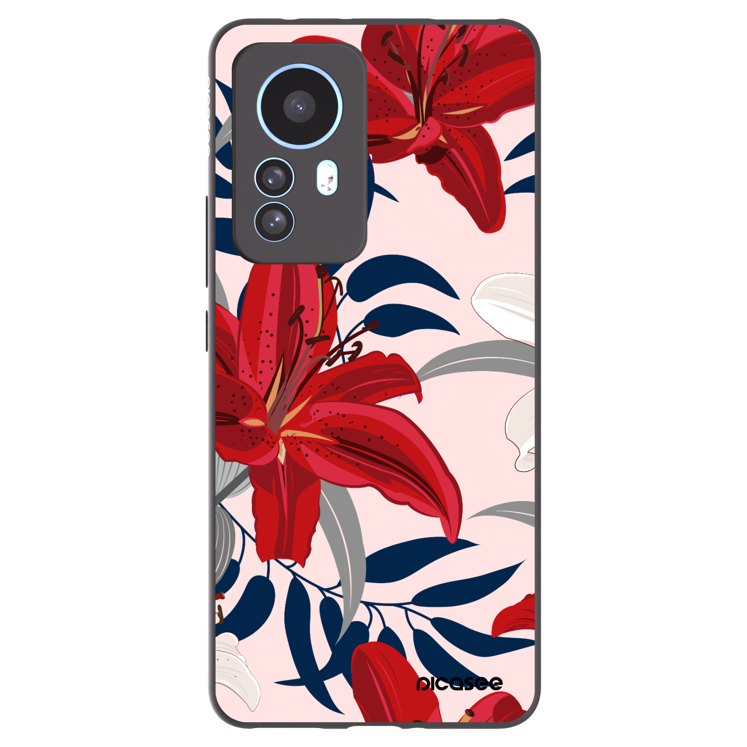 Picasee Xiaomi 12T Hülle - Schwarzes Silikon - Red Lily