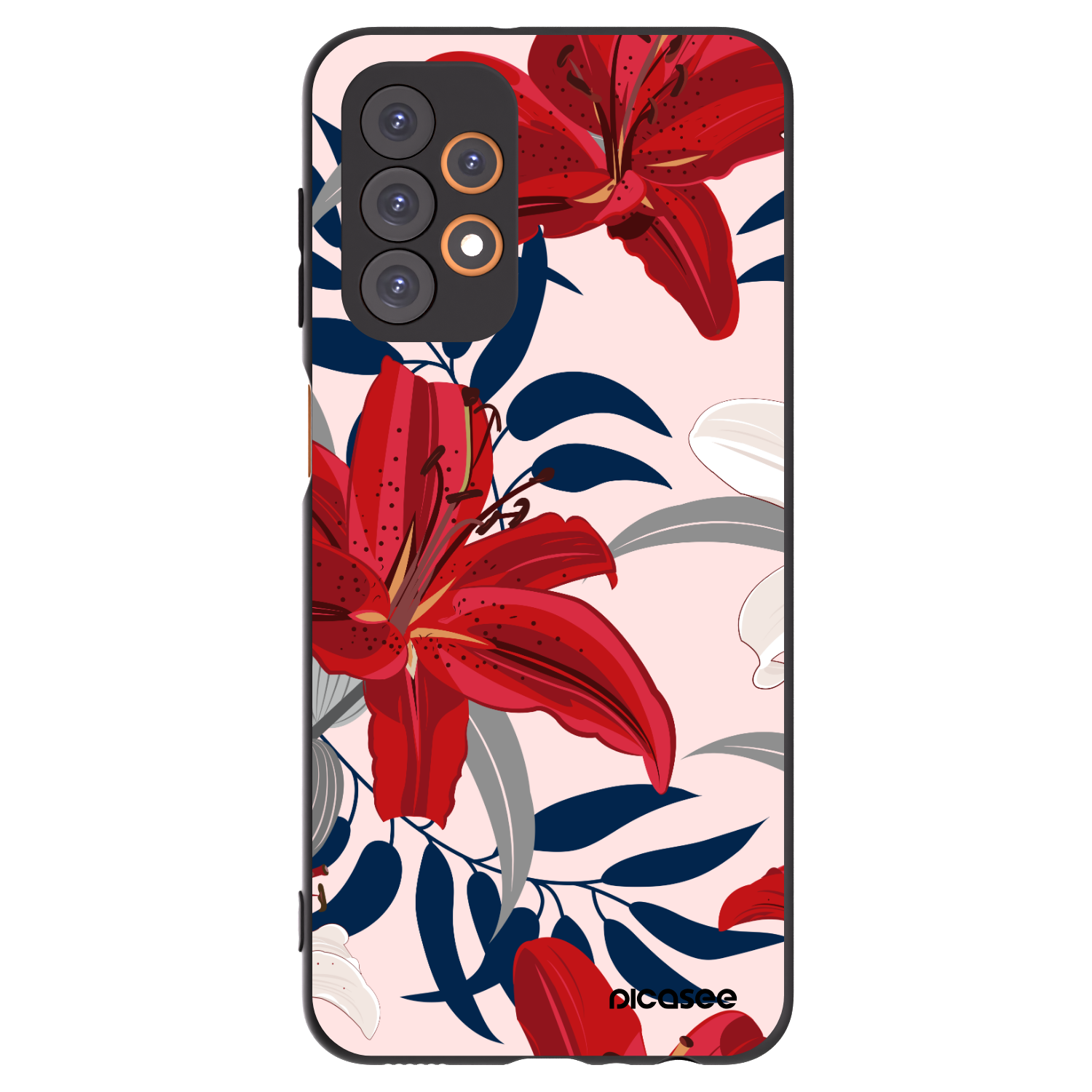 Picasee Samsung Galaxy A23 A236B 5G Hülle - Schwarzes Silikon - Red Lily