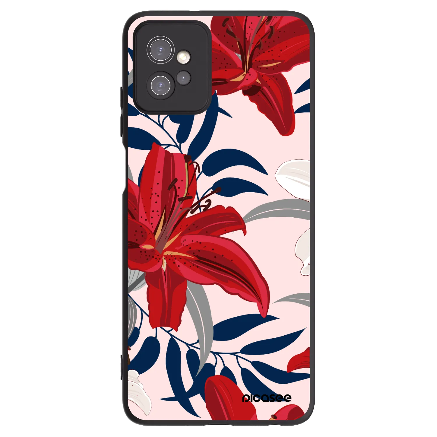 Picasee Motorola Moto G32 Hülle - Schwarzes Silikon - Red Lily