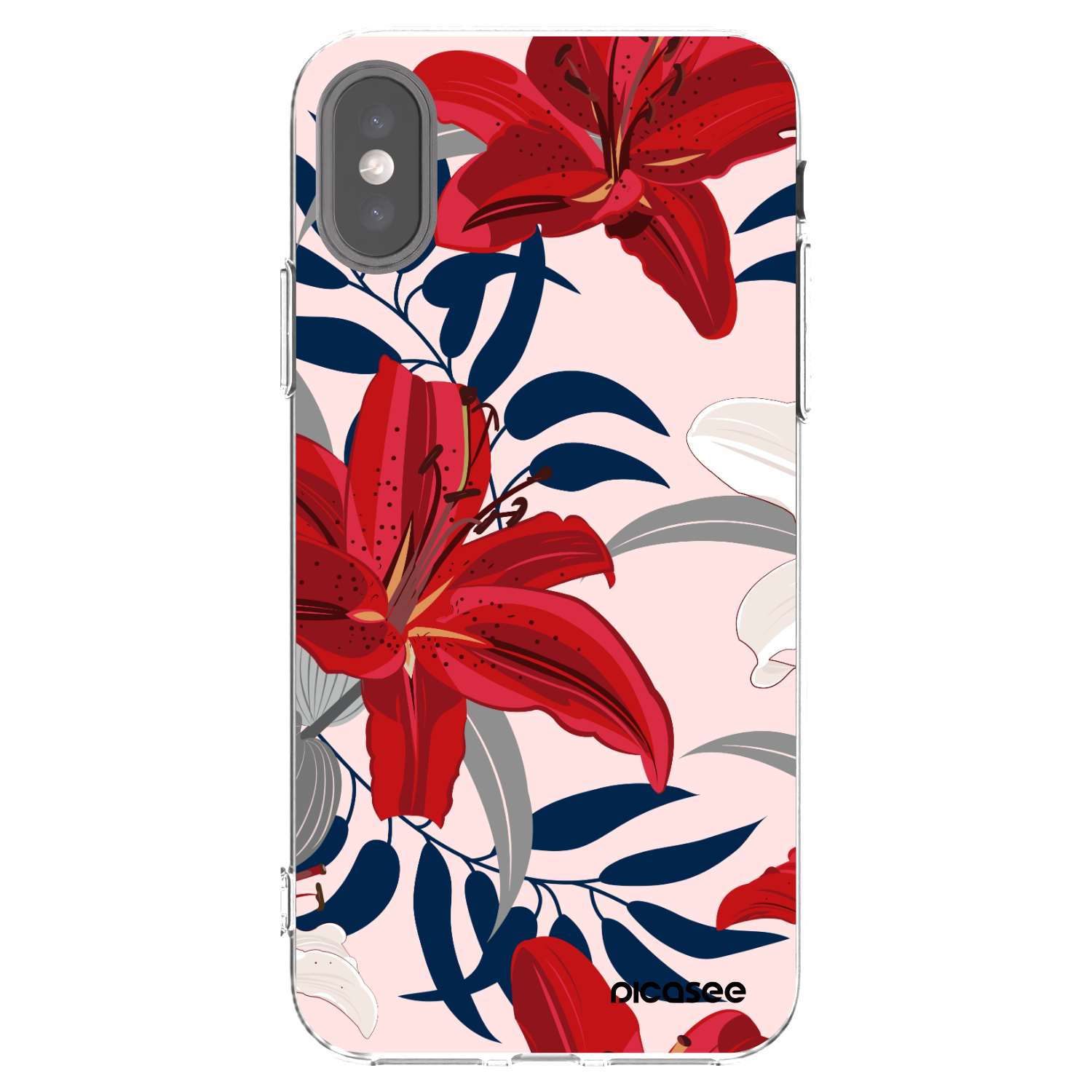 Picasee Apple iPhone X/XS Hülle - Transparentes Silikon - Red Lily