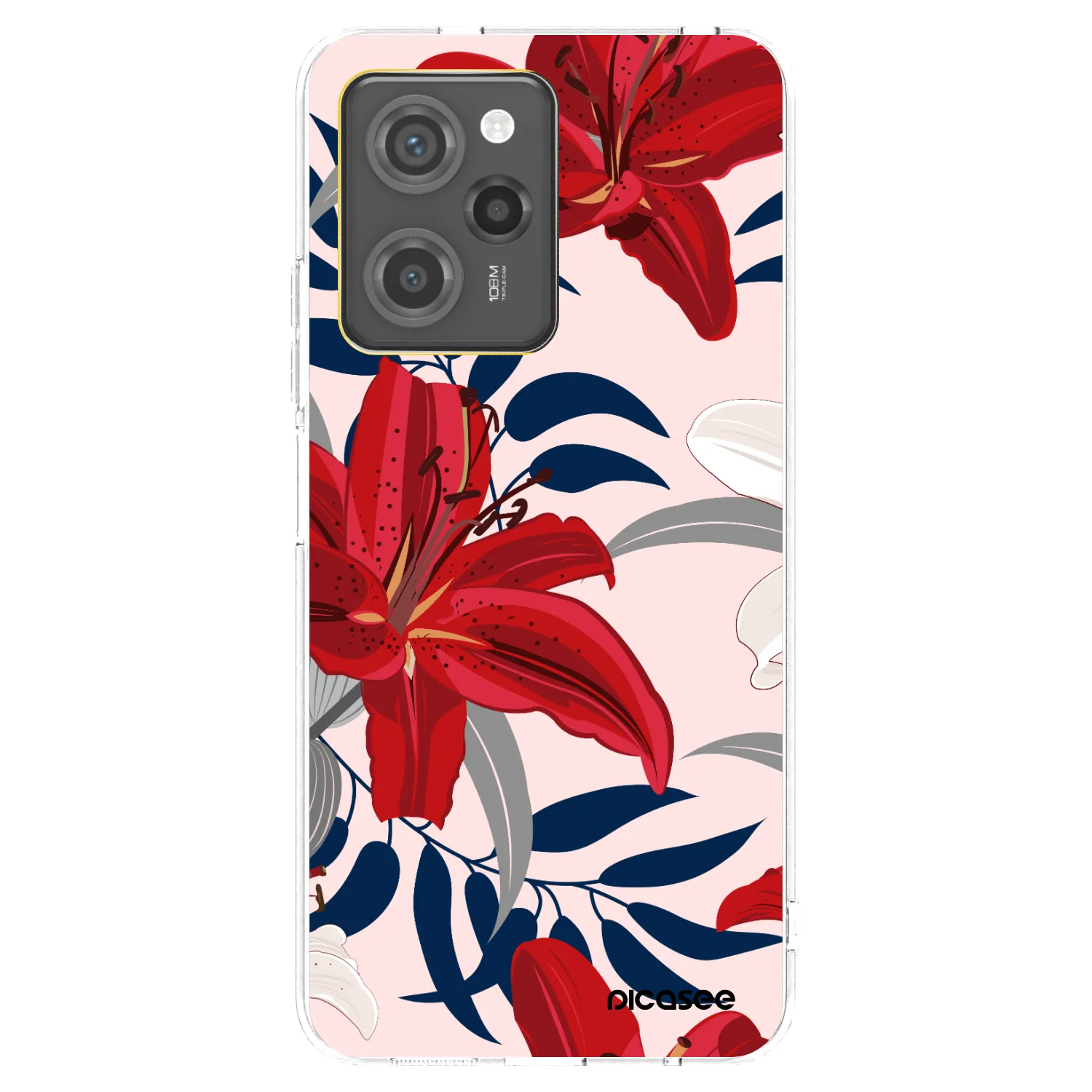 Picasee Xiaomi Poco X5 Pro Hülle - Schwarzes Silikon - Red Lily