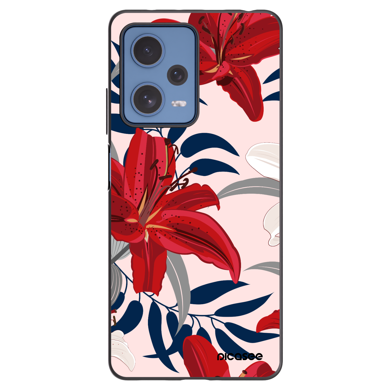 Picasee Xiaomi Redmi Note 12 Pro 5G Hülle - Schwarzes Silikon - Red Lily