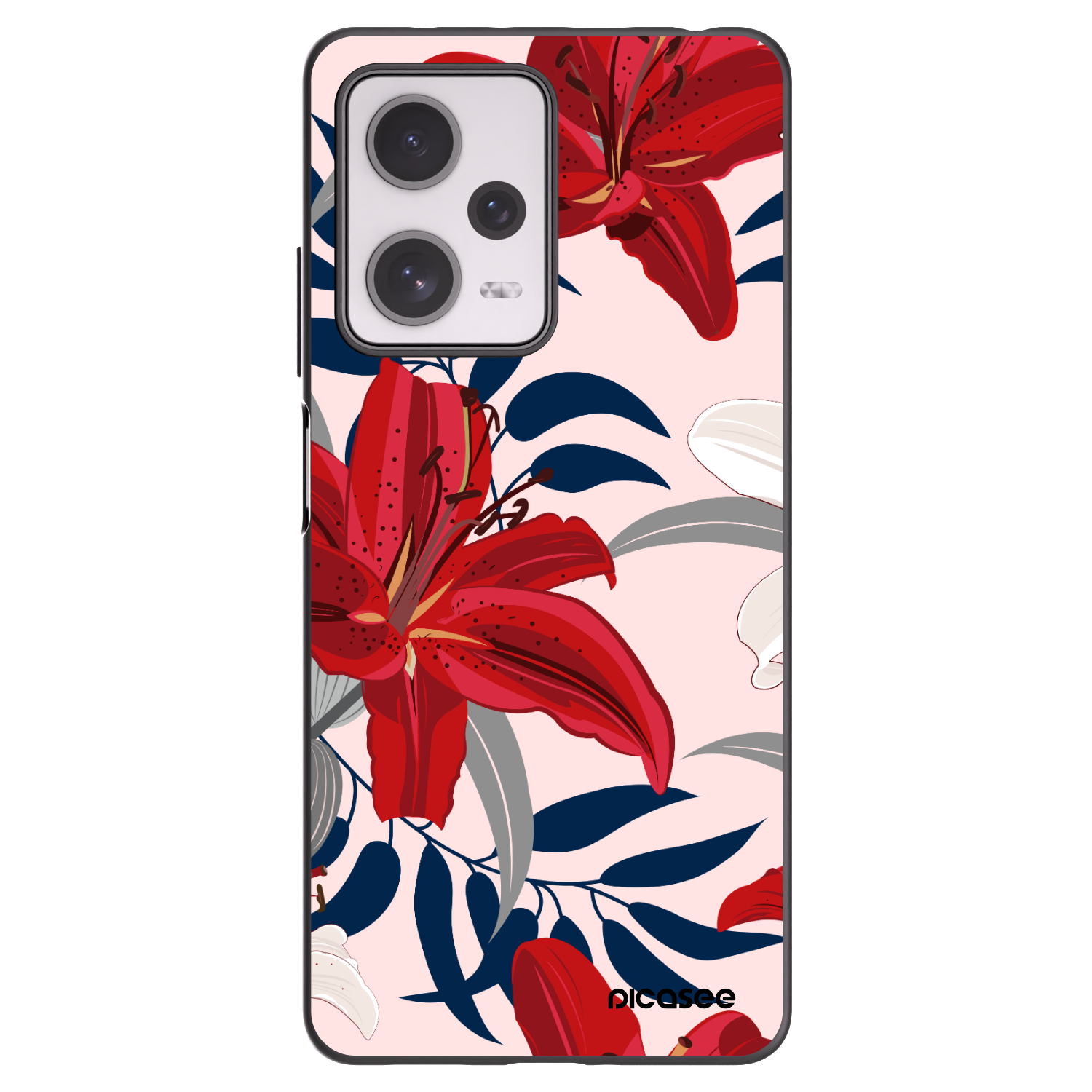 Picasee Xiaomi Redmi Note 12 Pro+ 5G Hülle - Schwarzes Silikon - Red Lily