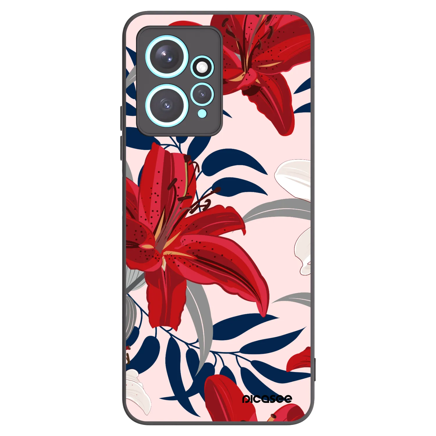Picasee Xiaomi Redmi Note 12 4G Hülle - Schwarzes Silikon - Red Lily
