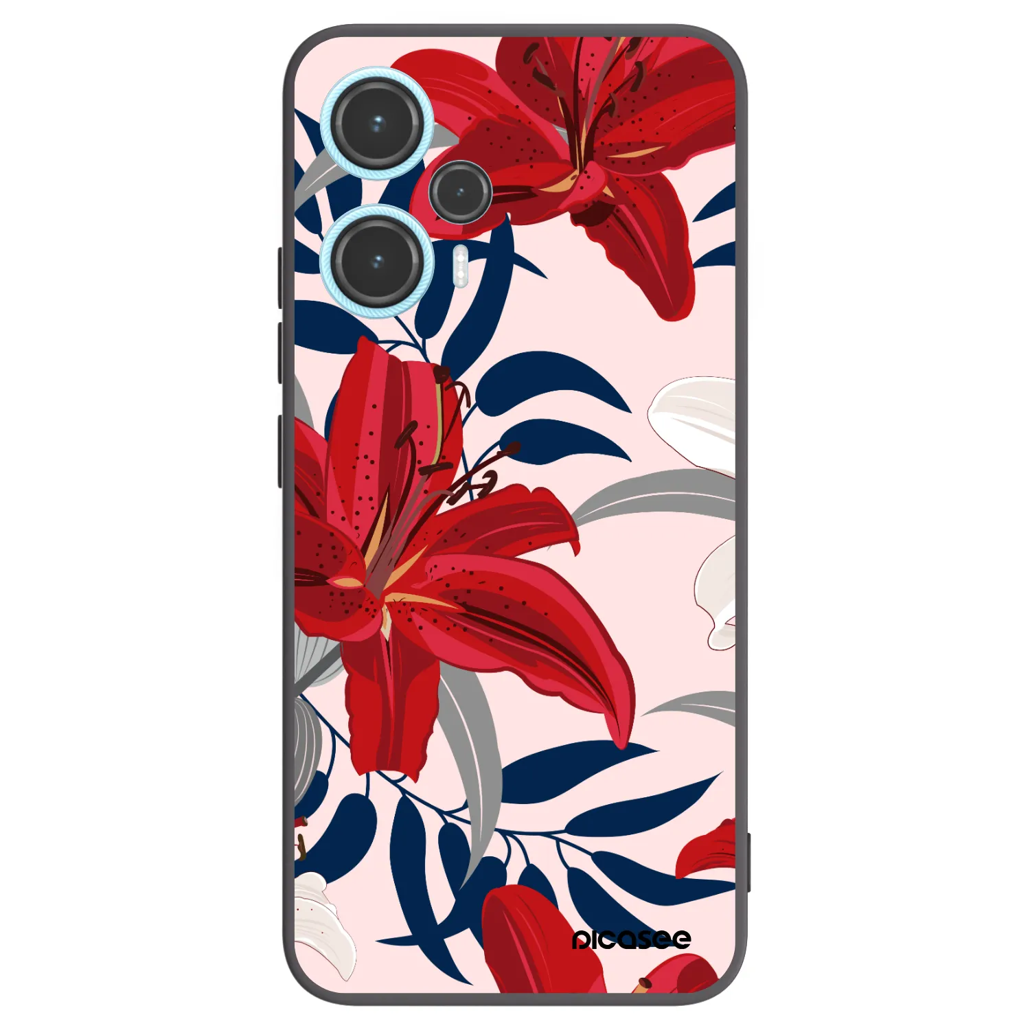 Picasee Xiaomi Poco F5 Hülle - Schwarzes Silikon - Red Lily
