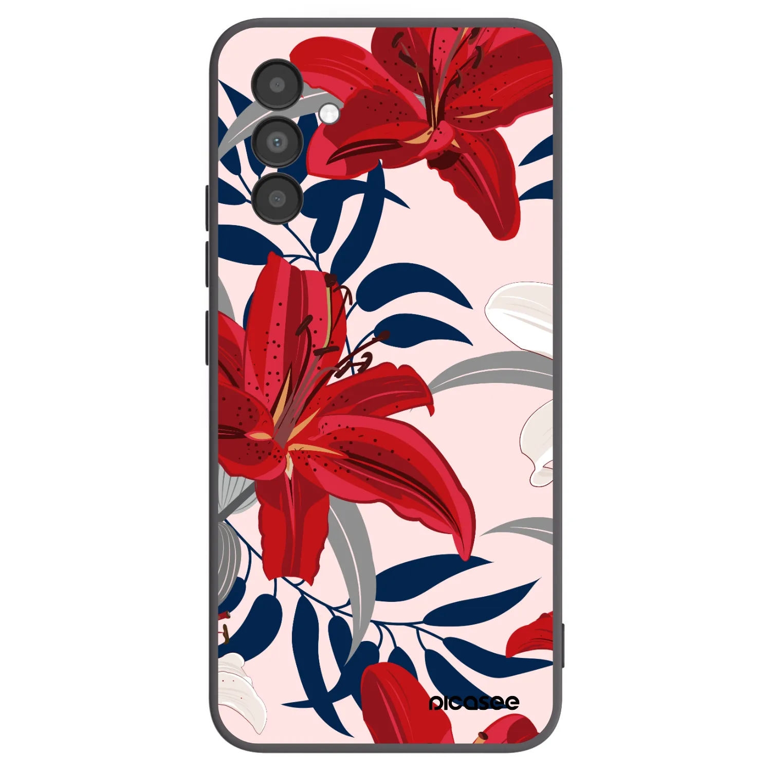 Picasee Samsung Galaxy A04s A047F Hülle - Schwarzes Silikon - Red Lily