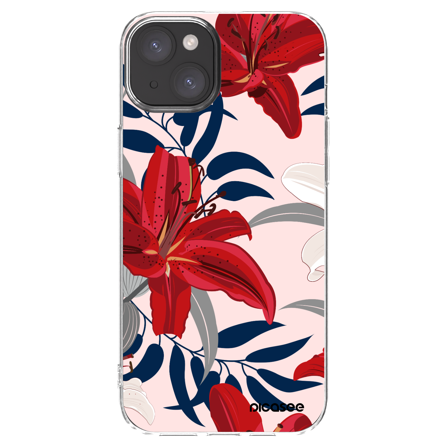 Picasee Apple iPhone 15 Plus Hülle - Transparentes Silikon - Red Lily
