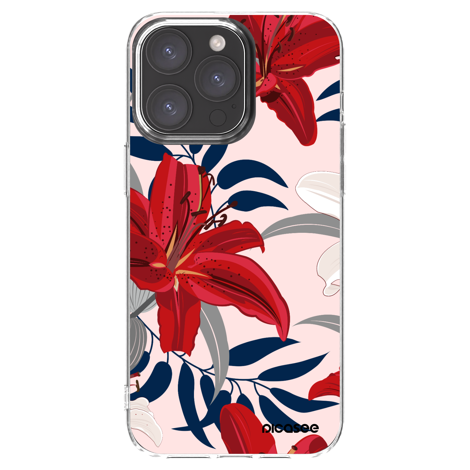 Picasee Apple iPhone 15 Pro Max Hülle - Transparentes Silikon - Red Lily