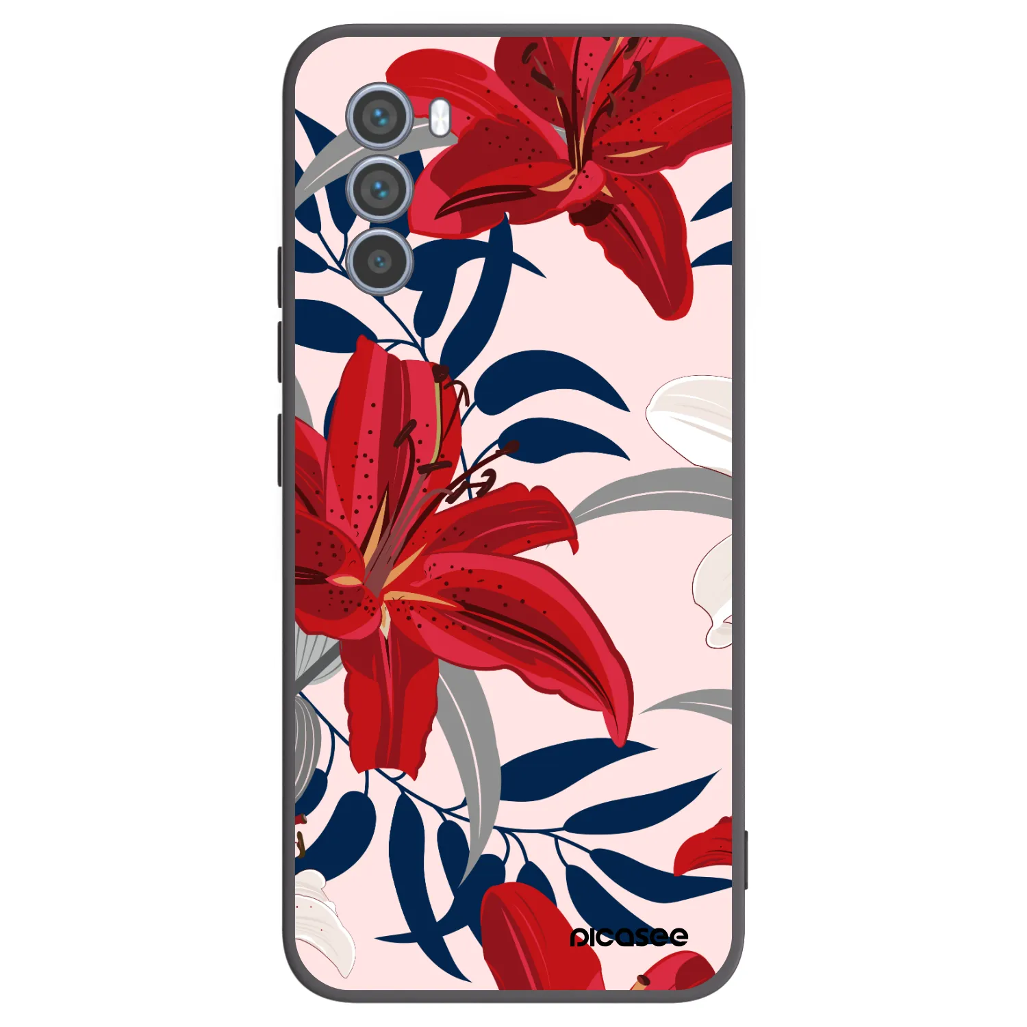 Picasee Motorola Moto G62 Hülle - Schwarzes Silikon - Red Lily