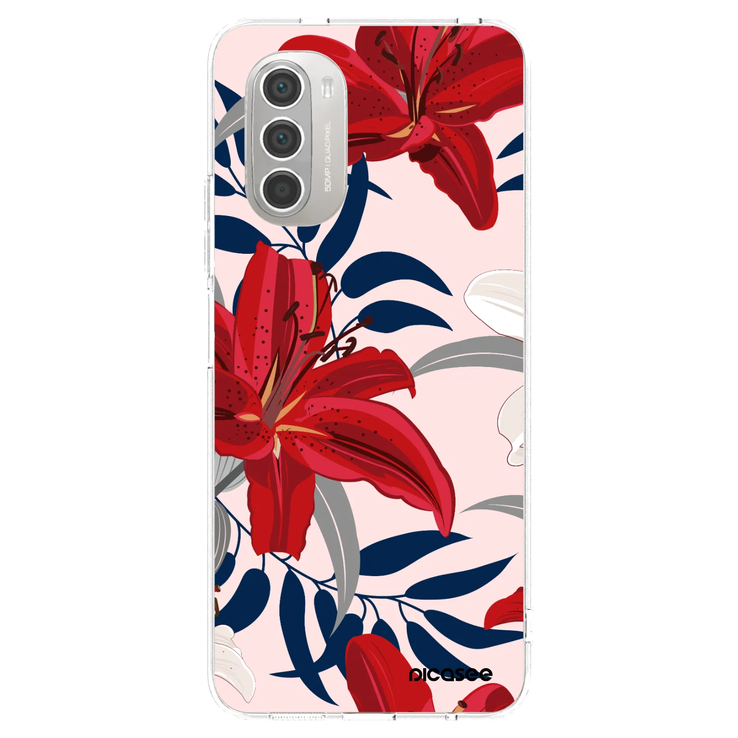 Picasee Motorola Moto G51 Hülle - Transparentes Silikon - Red Lily
